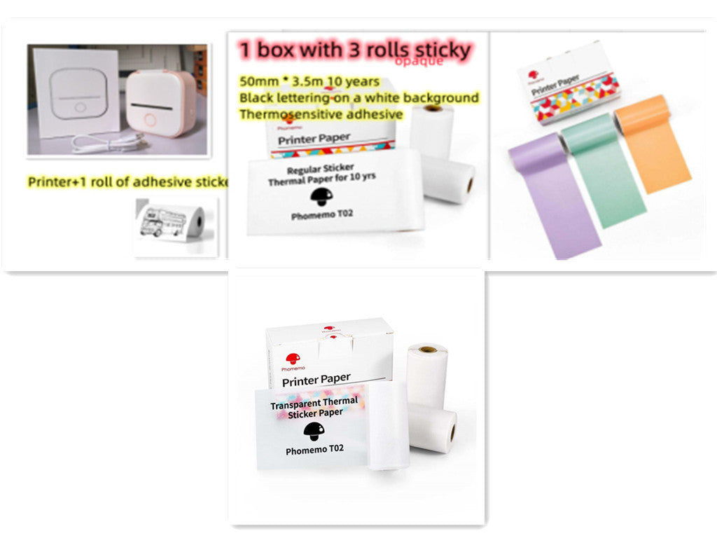 Portable Mini Thermal Label Printer Home Photo Printer Student Wrong Question Printer Bluetooth-compatible Mini Label Printer Price Tag on Sale